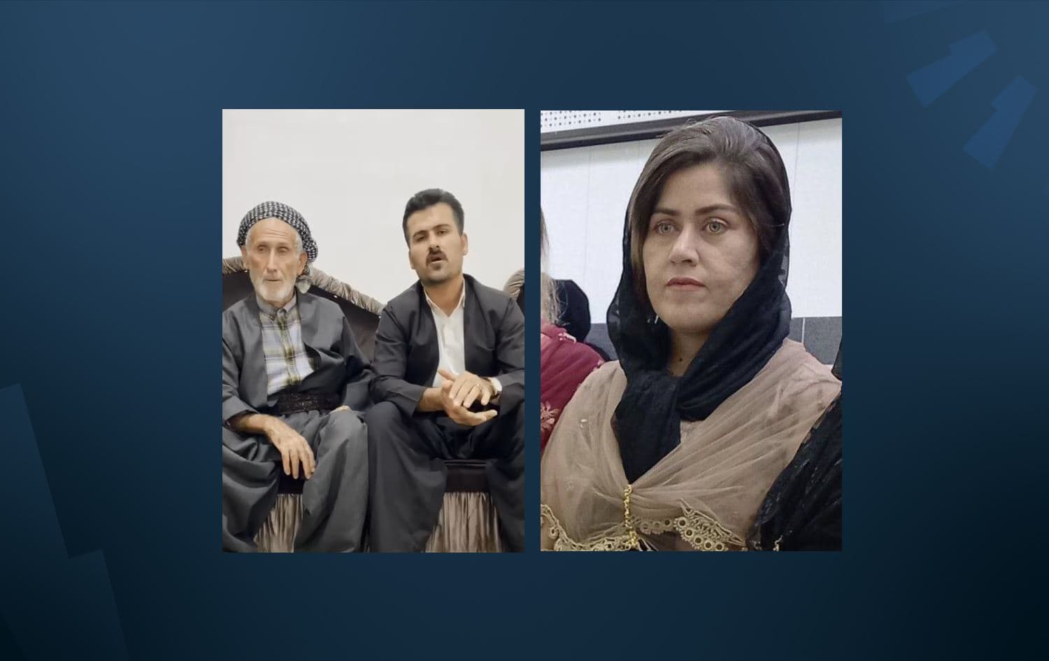 Ibrahim Ahmadi and his father (left), Fereshteh Ahmadi (right). Photo: Hengaw Organization for Human Rights