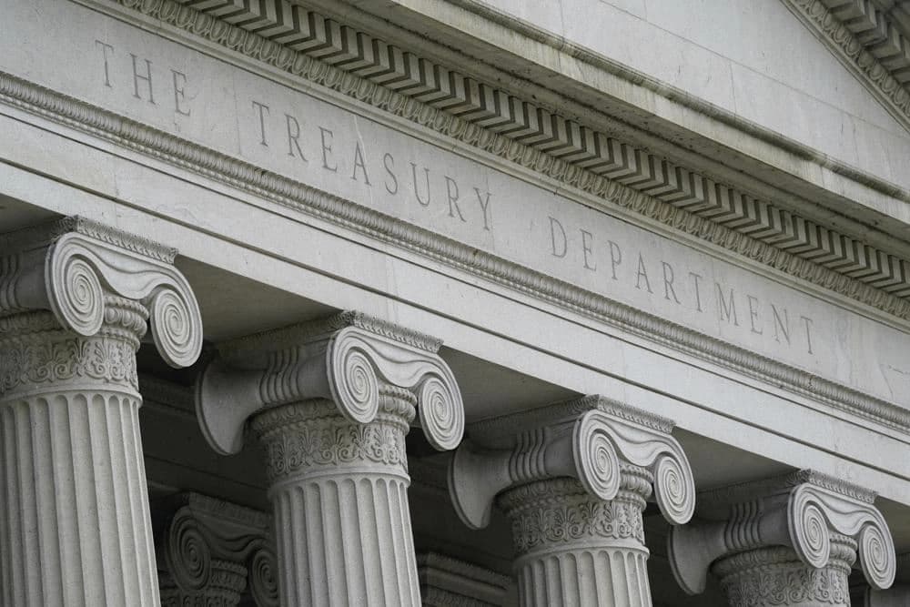 FILE - The Treasury Building is viewed in Washington, May 4, 2021. Photo: AP