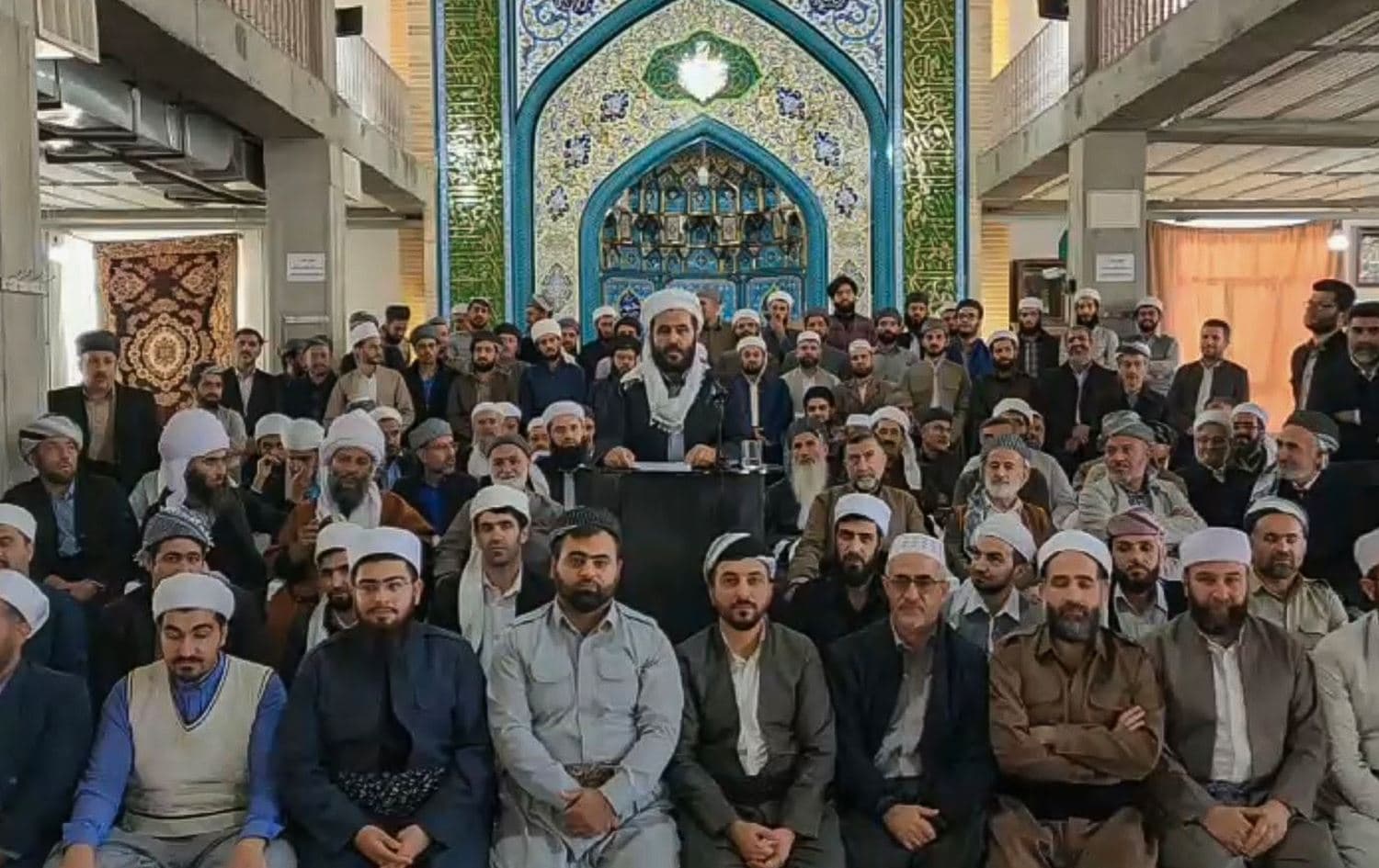 Sunni clerics expressing solidarity for the ongoing protests across Iran in a Sanandaj mosque on November 22, 2022. Photo: Telegram channel of Sunni People Front of Iran