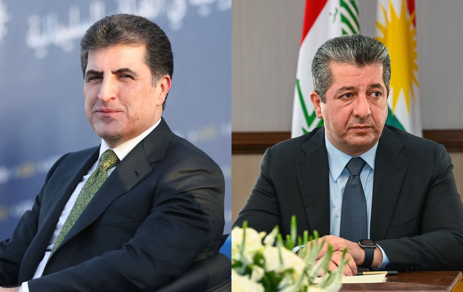 President of the Kurdistan Region Nechirvan Barzani (left). Photo: President Barzani's office. Kurdistan Region's PM Masrour Barzani (right). Photo: PM Barzani's office