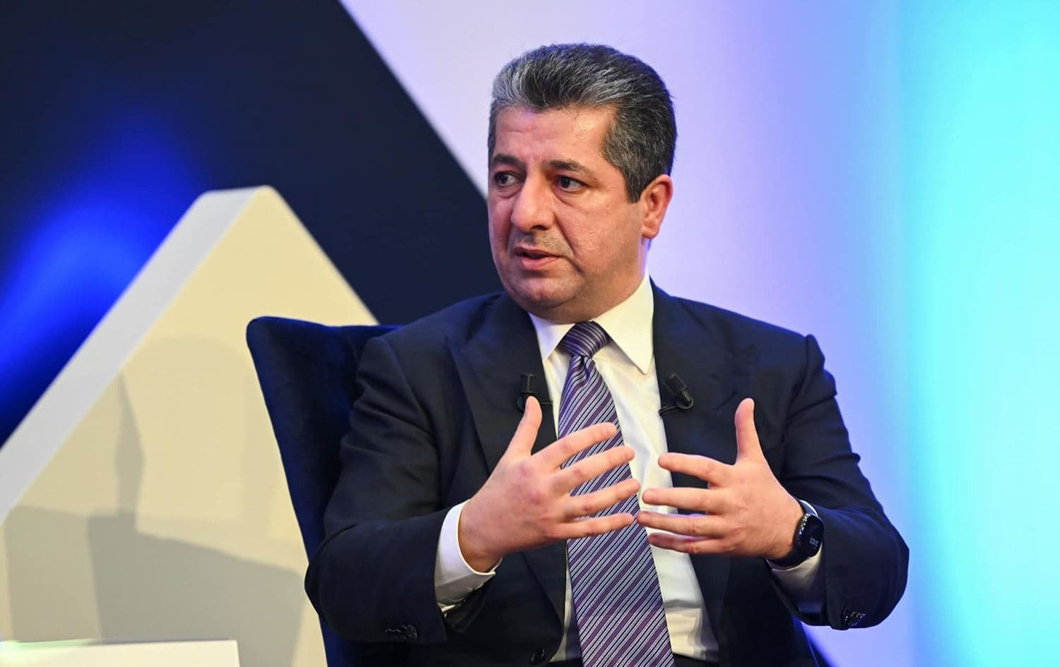 Kurdistan Region Prime Minister Masrour Barzani speaking in Duhok on November 17, 2022. Photo: KRG