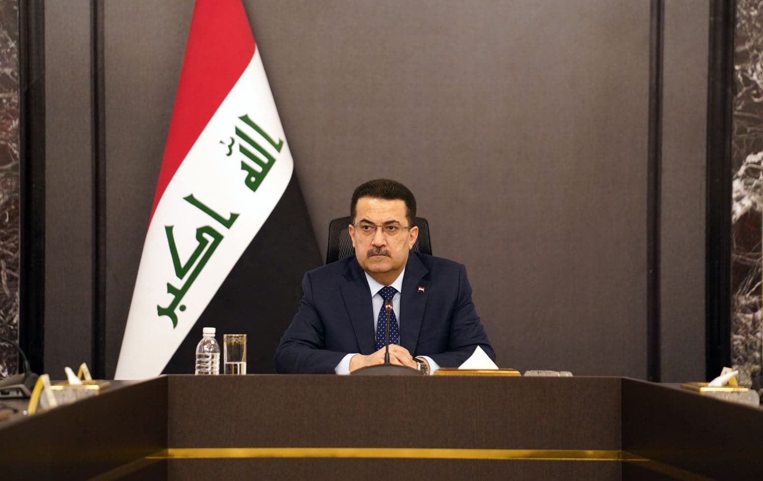 Iraq’s Prime Minister Mohammed Shia’ al-Sudani in a meeting on the fluctuation of the Iraqi dinar’s exchange rate with foreign currencies on January 22, 2023. Photo: PM’s office