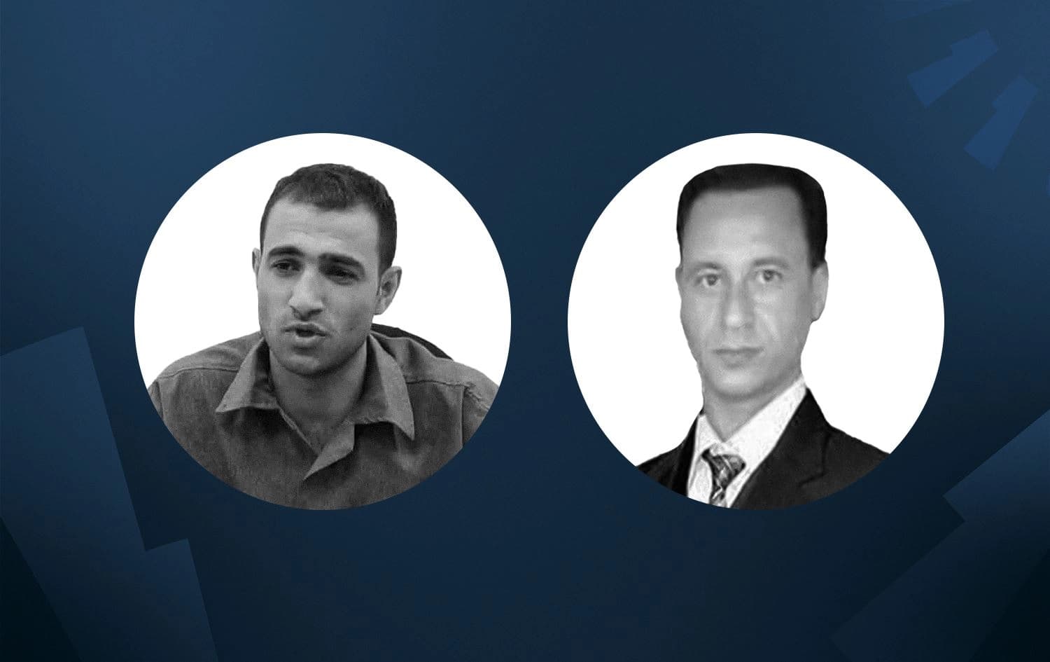 Sarkawt (Arash) Ahmadi (left) was executed on February 22, 2023 in the Kurdish city of Kermanshah. Photo: Kurdistan Human Rights Network; Hossein Abiat was executed in Ahwaz on February 20, 2023. Photo: Hengaw Organization for Human Rights; Graphic: Rudaw
