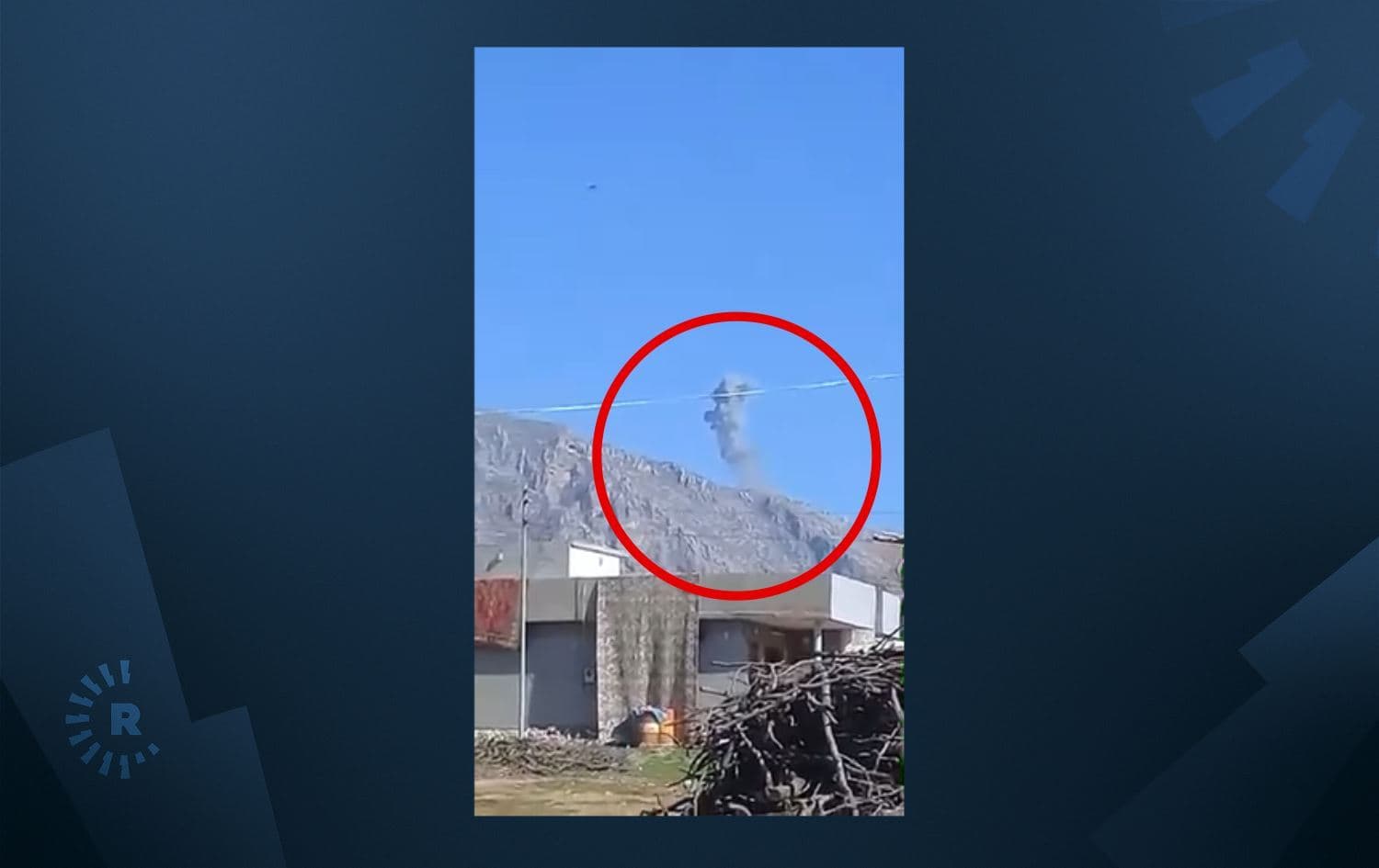 Suspected Turkish warplane bombards Mount Bekher in Duhok province on April 15, 2023. Photo: Submitted