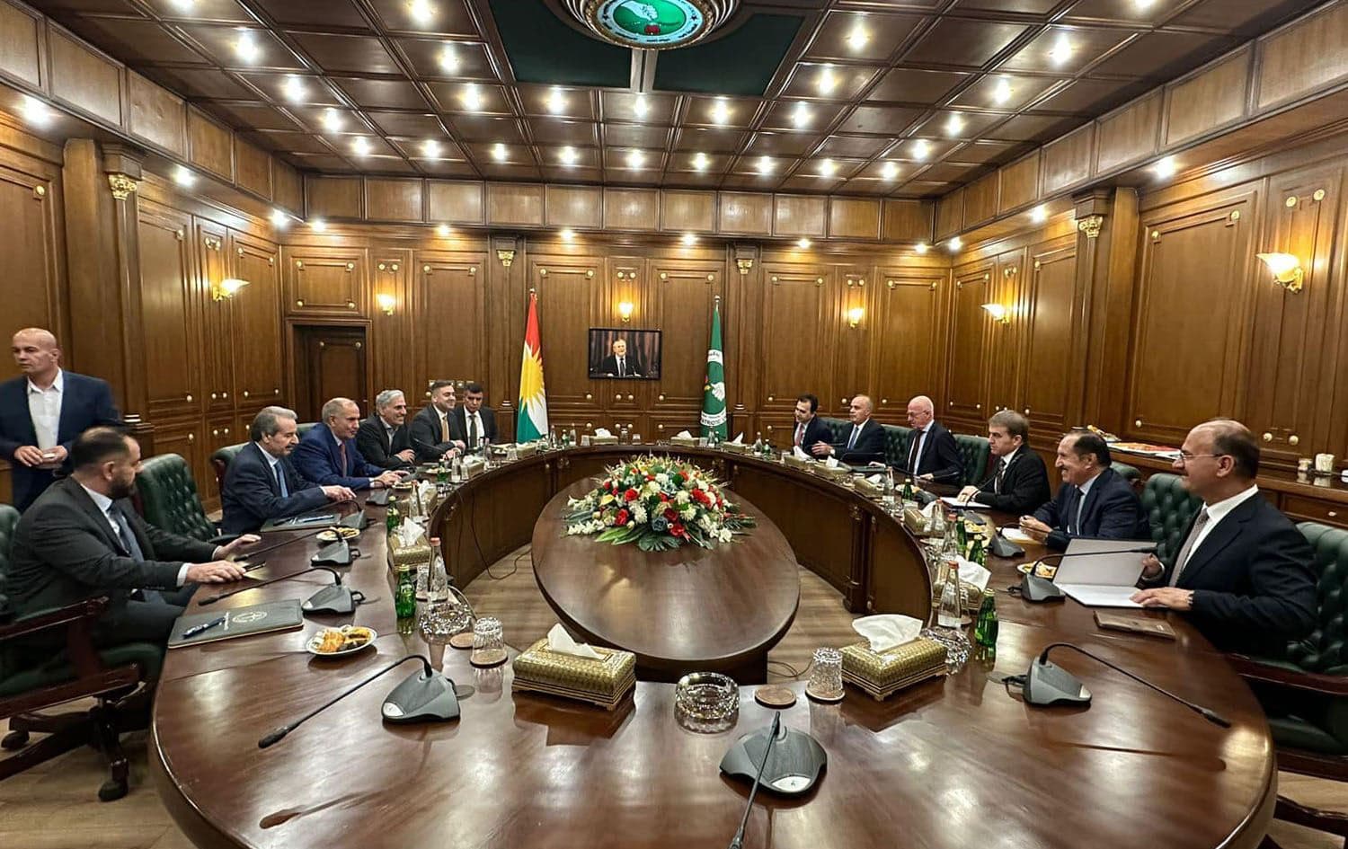 A meeting between the KDP and the PUK politburos in Sulaimani on May 16, 2023. Photo: handout