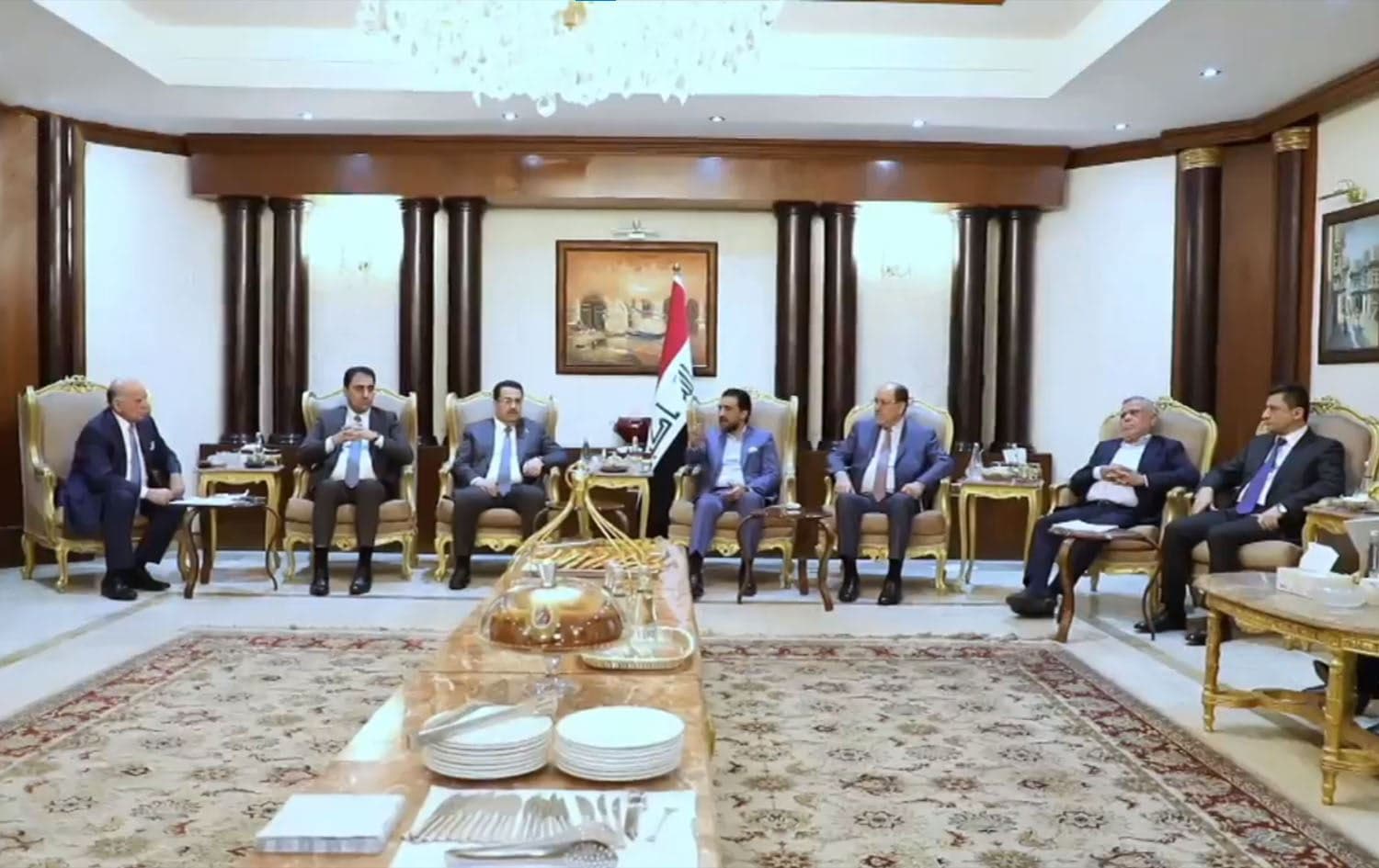 The representatives of Iraqi and Kurdish parties in the State Administration Coalition met on May 20, 2023 in Baghdad. Photo: Screengrab/Rudaw
