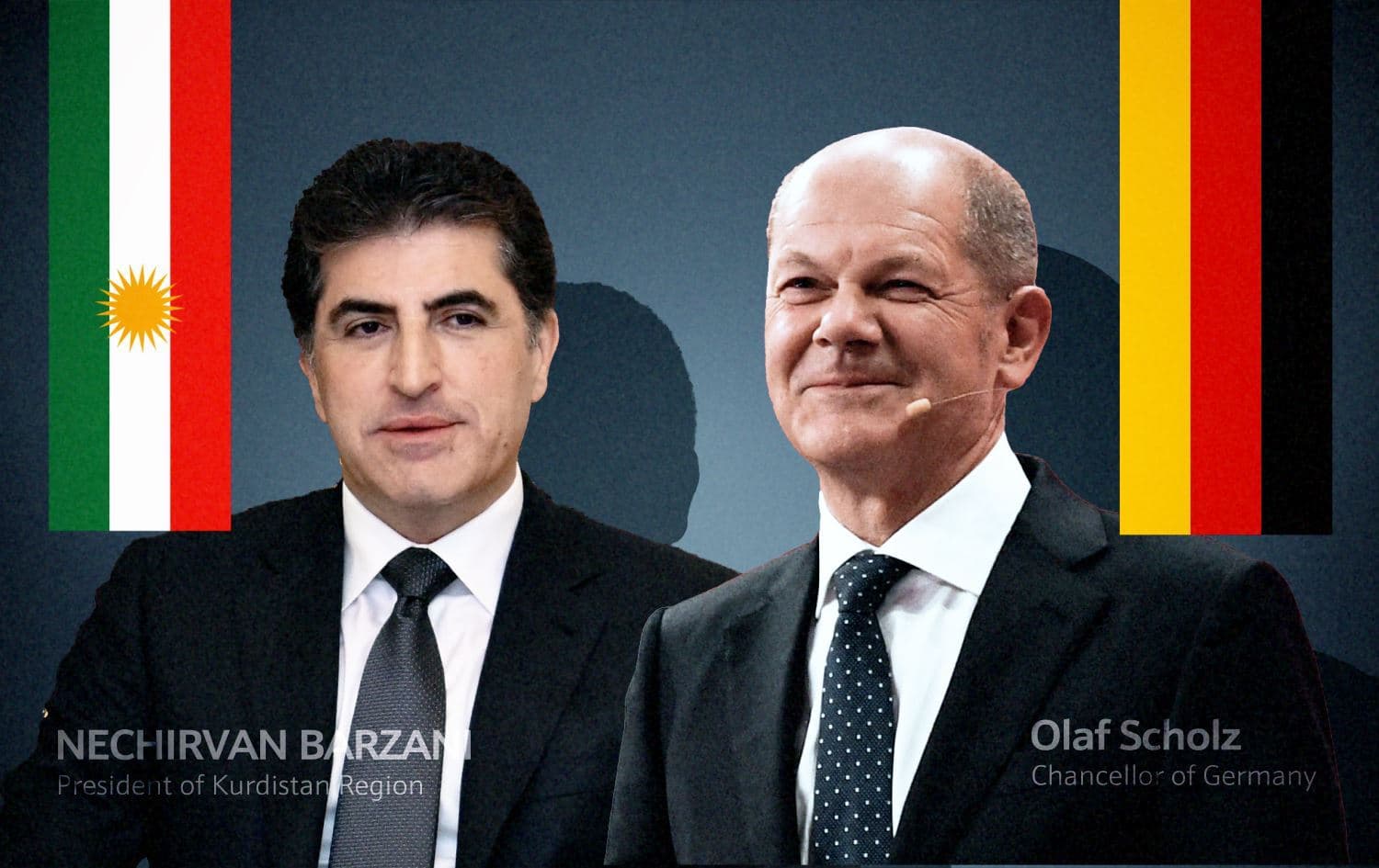 Serokê Herêma Kurdistanê Nêçîrvan Barzanî û Şêwirmendê Almanyayê Olaf Scholz