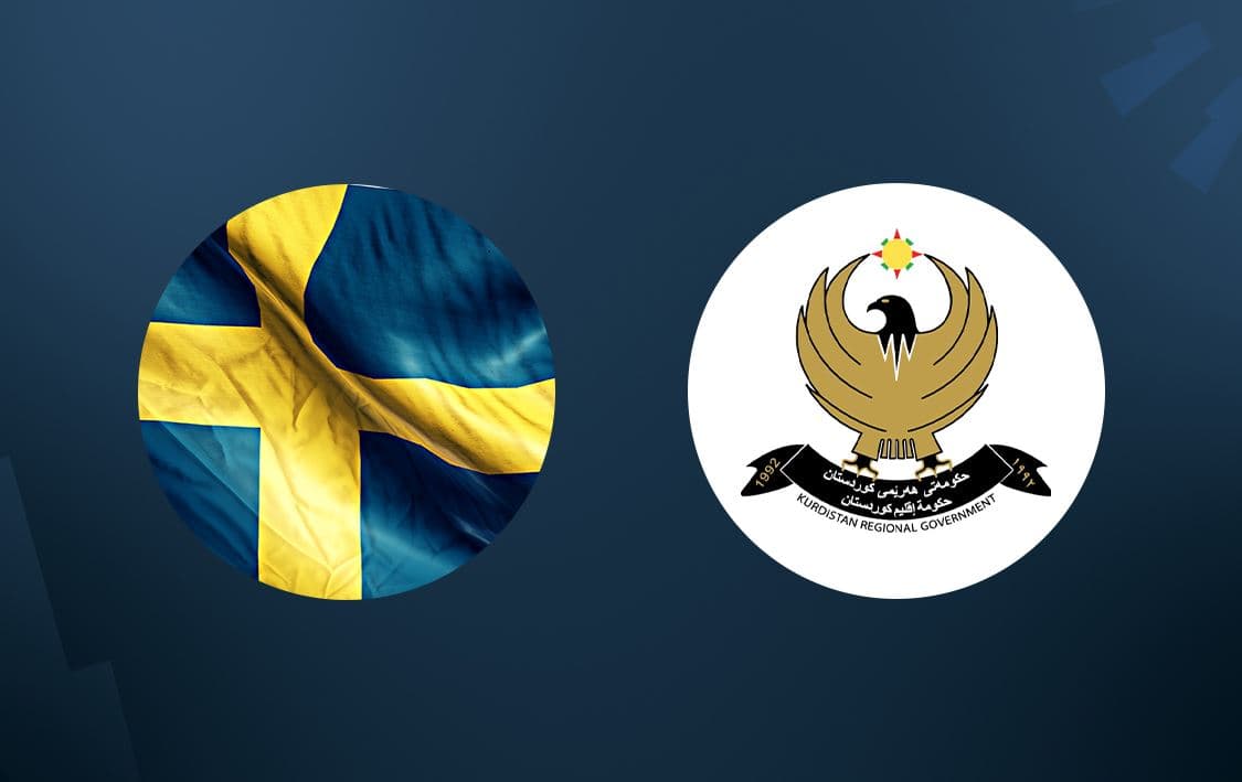 Flag of Sweden (left) and KRG emblem (right)