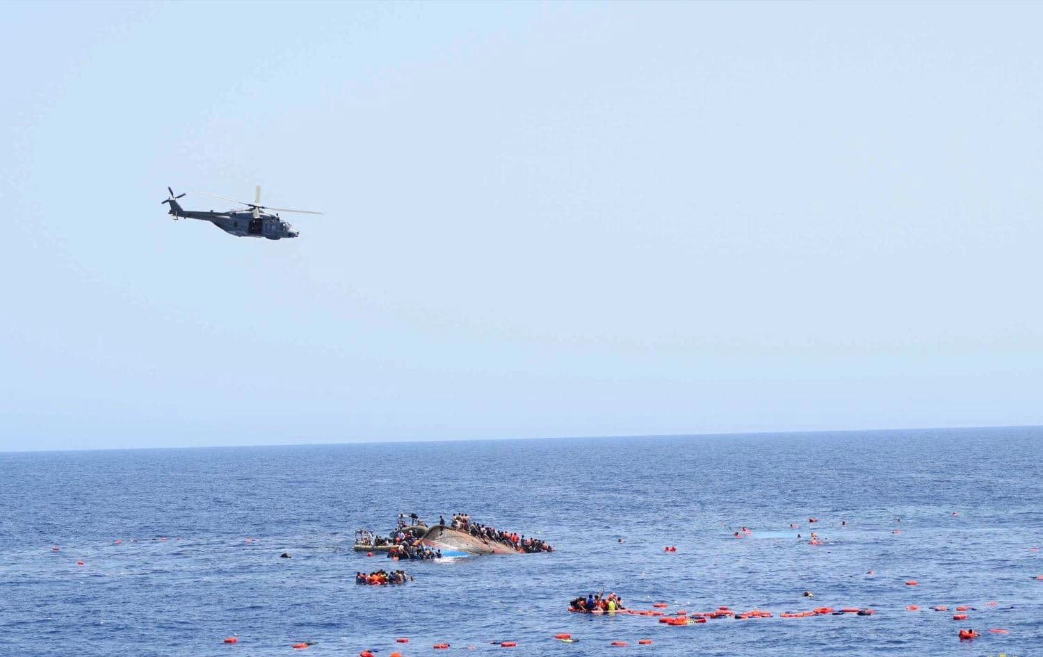 A migrant boat capsized in the Mediterranean off the Libyan coast. File photo: AFP