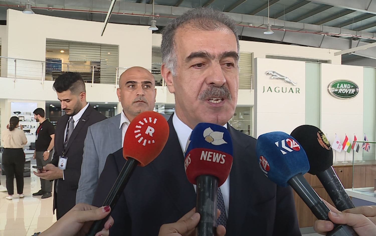 Safeen Dizayee, head of the KRG’s Department of Foreign Relations, speaking to reporters in Erbil on August 29, 2023. Photo: Rudaw/screengrab