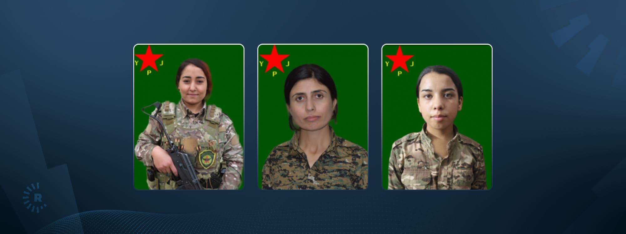 YPJ fighters Canda Cudi, Servin Serdar, and Nucan Ocalan, were killed in a drone attack in Manbij on September 15, 2023. Photo: Handout