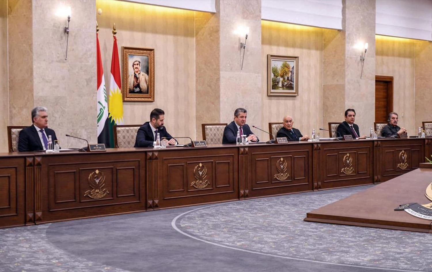 دیمەنێکی کۆبوونەوەکەی ئەمڕۆی ئەنجوومەنی وەزیران