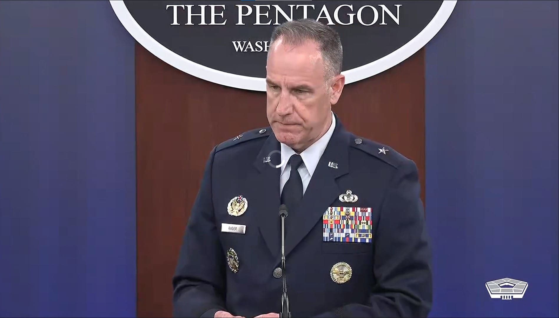 Pentagon spokesman Brigadier General Pat Ryder speaking to reporters on October 5, 2023. Photo: Pentagon