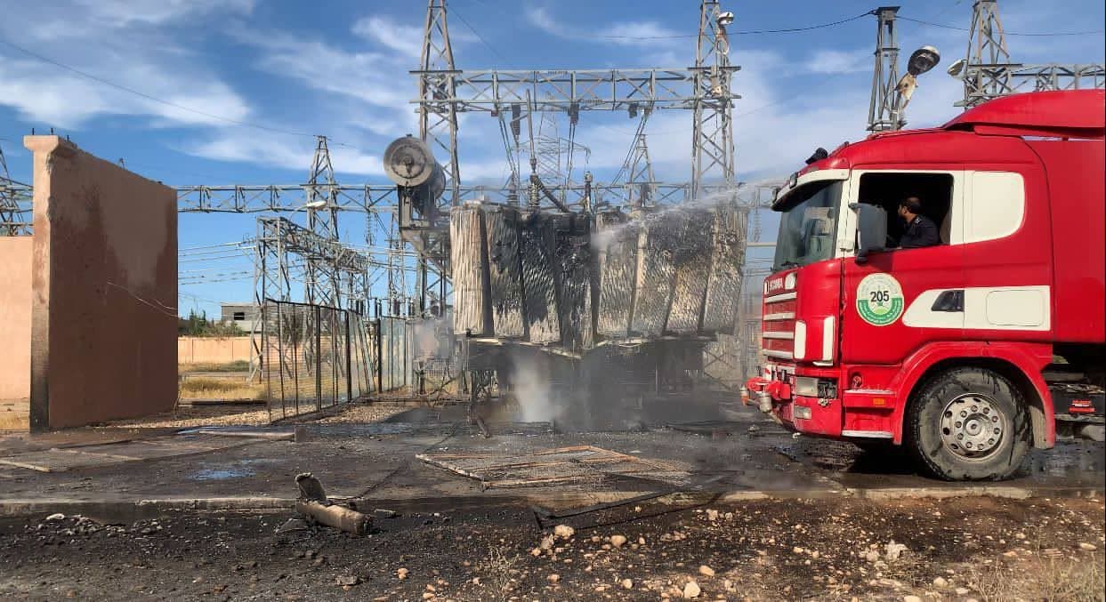 A power station in Rojava after being hit by Turkish drones on October 6, 2023. Photo: Farhad Shami/SDF