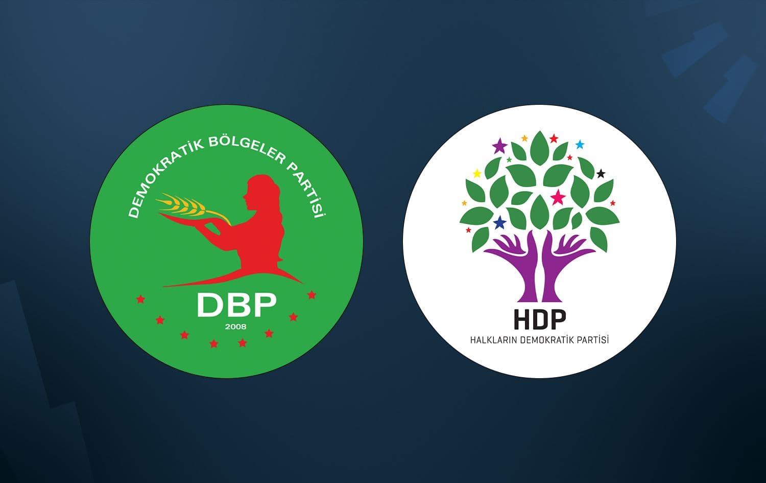 From left: the Democratic Regions Party (DBP) and the Peoples’ Democratic Party (HDP) logos