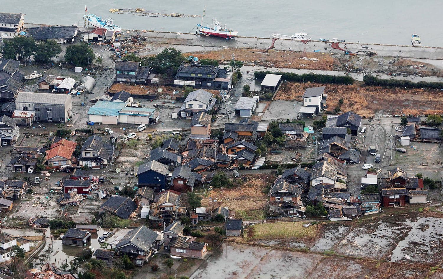 This aerial photo provided by Jiji Press shows damage in the city of Suzu, Ishikawa prefecture on January 2, 2024, a day after a major 7.5 magnitude earthquake struck the Noto region in Ishikawa prefecture. Photo: STR/Jiji Press/AFP