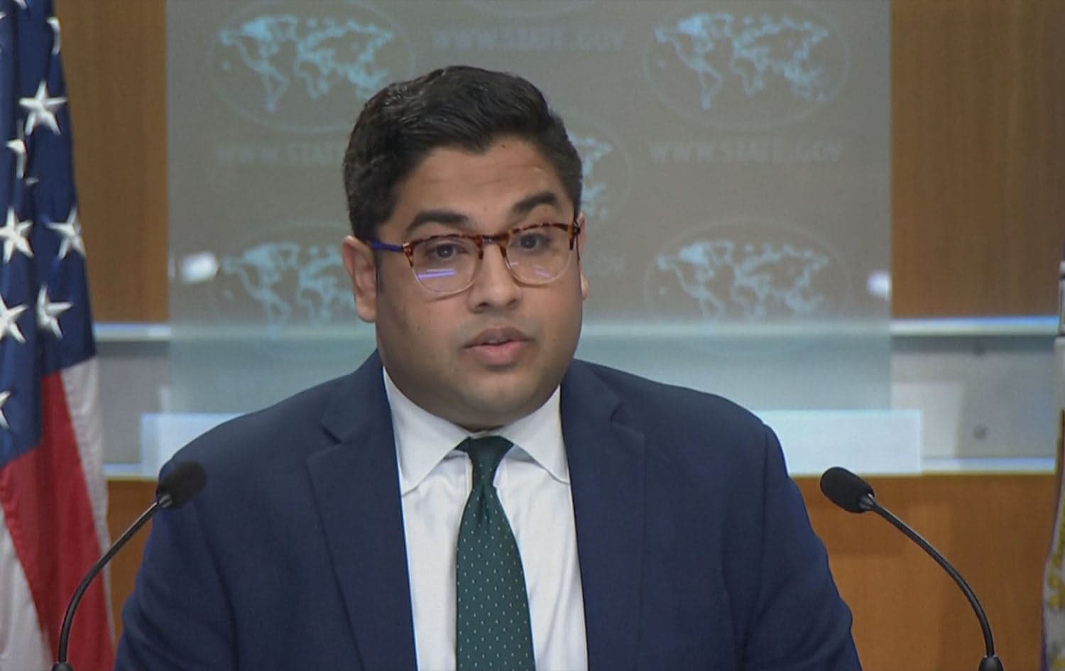 Vedant Patel, Principal Deputy Spokesperson for the US State Department, in a presser on January 24, 2024. Photo: US State Department/Screengrab