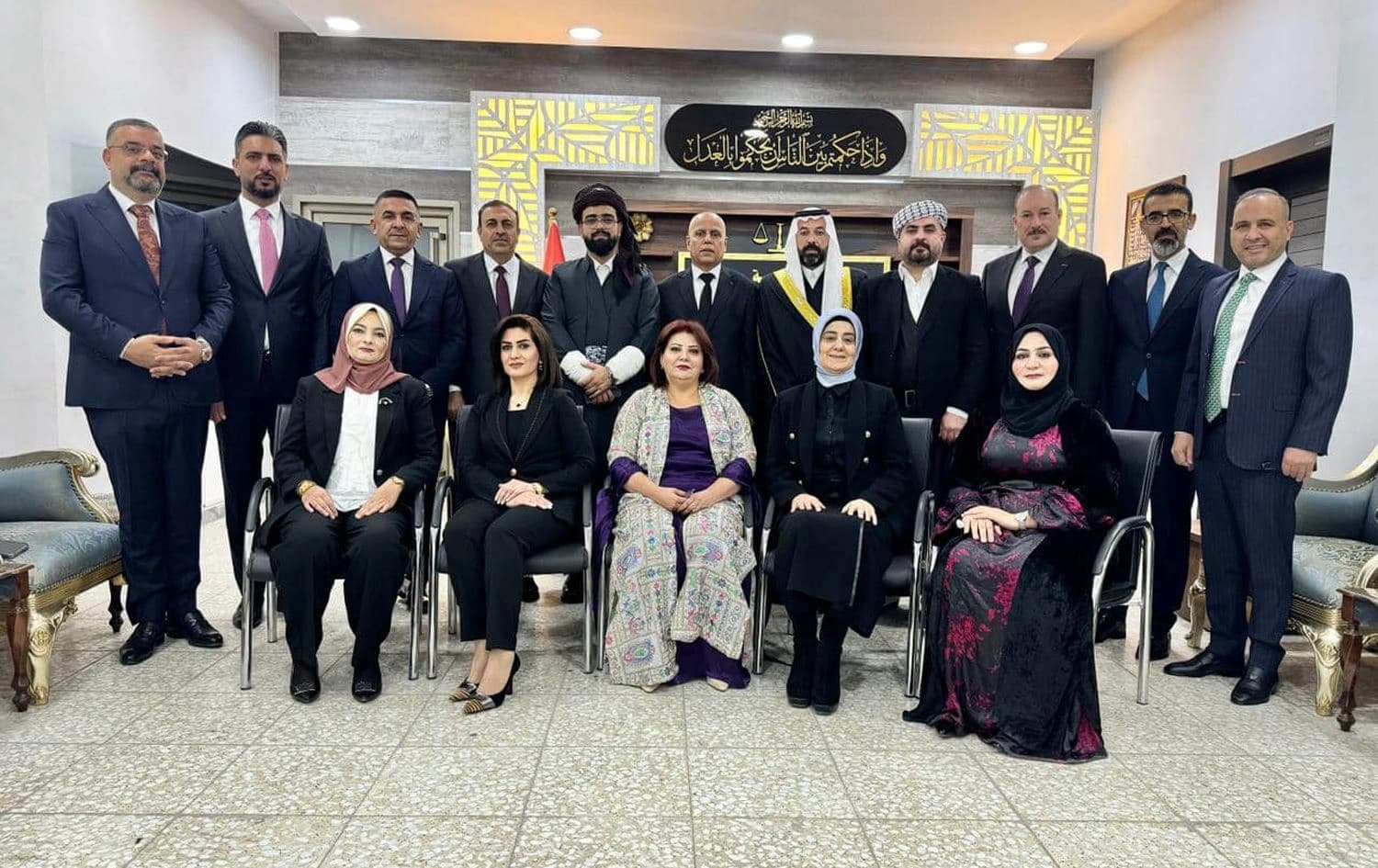 The 16 members of Kirkuk's provincial council after their swearing-in ceremony on January 29. 2024. Photo: Kirkuk governor's office