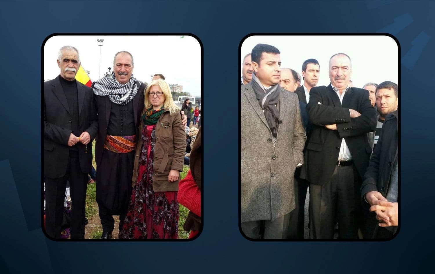 Celaledin Erkmen (İlk fotoğraf 2015 Urfa Newroz'u, ikinci fotoğraf 2014'te Selahattin Demirtaş ile birlikte)
