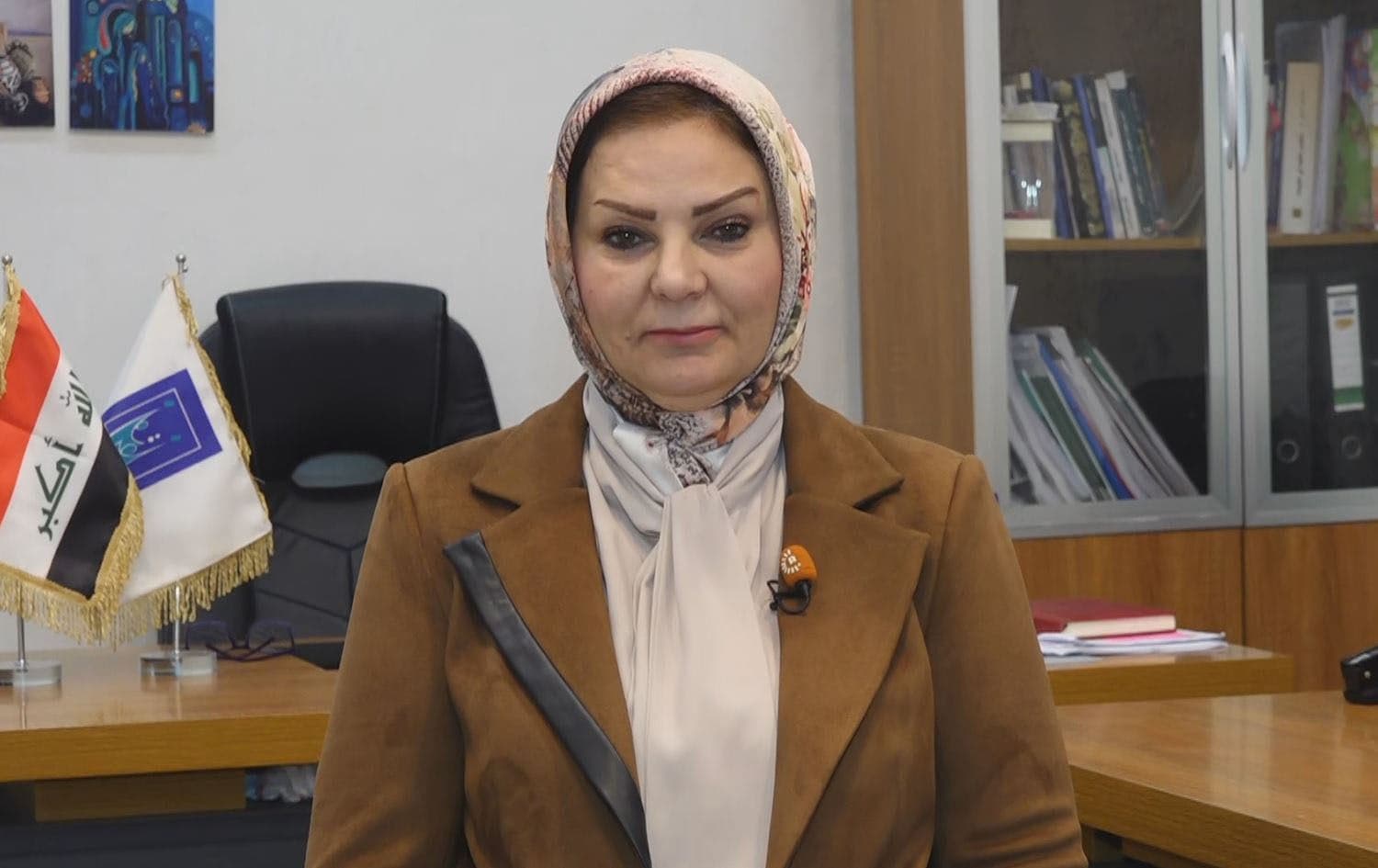 Jumana al-Ghalai, spokesperson of Iraq’s Independent High Electoral Commission (IHEC), speaking to Rudaw's Sangar Abdulrahman on February 28, 2024. Photo: screengrab/Rudaw