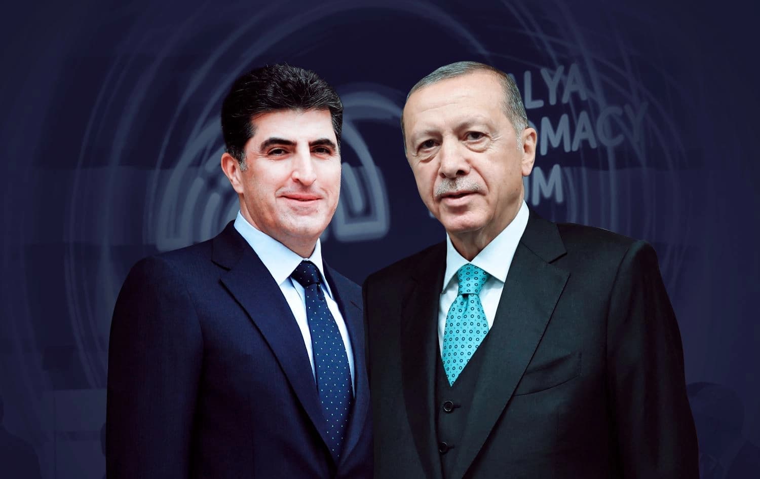 نێچیرڤان بارزانی، سەرۆکی هەرێمی کوردستان و رەجەب تەیب ئەردۆغان، سەرۆککۆماری تورکیا لە ئەنتاڵیا کۆبوونەوە.