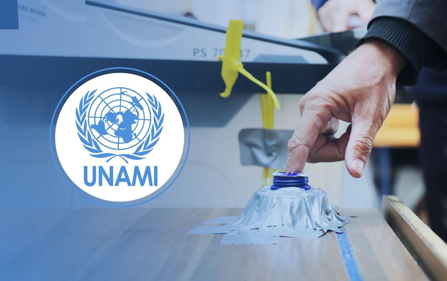لۆگۆی یونامی و بنکەیەکی هەڵبژاردن.