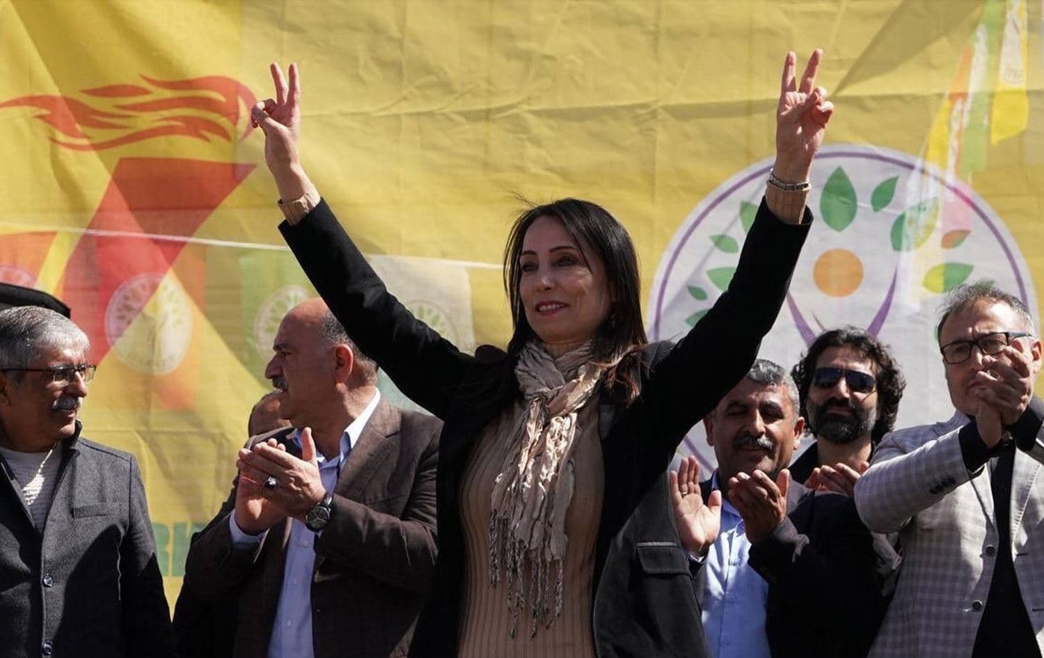 Tulay Hatimogullari, co-chair of the Peoples’ Equality and Democracy Party (DEM Party) speaking at a Newroz celebration in Konya province on March 24, 2024. Photo: Tulay Hatimogullari/X