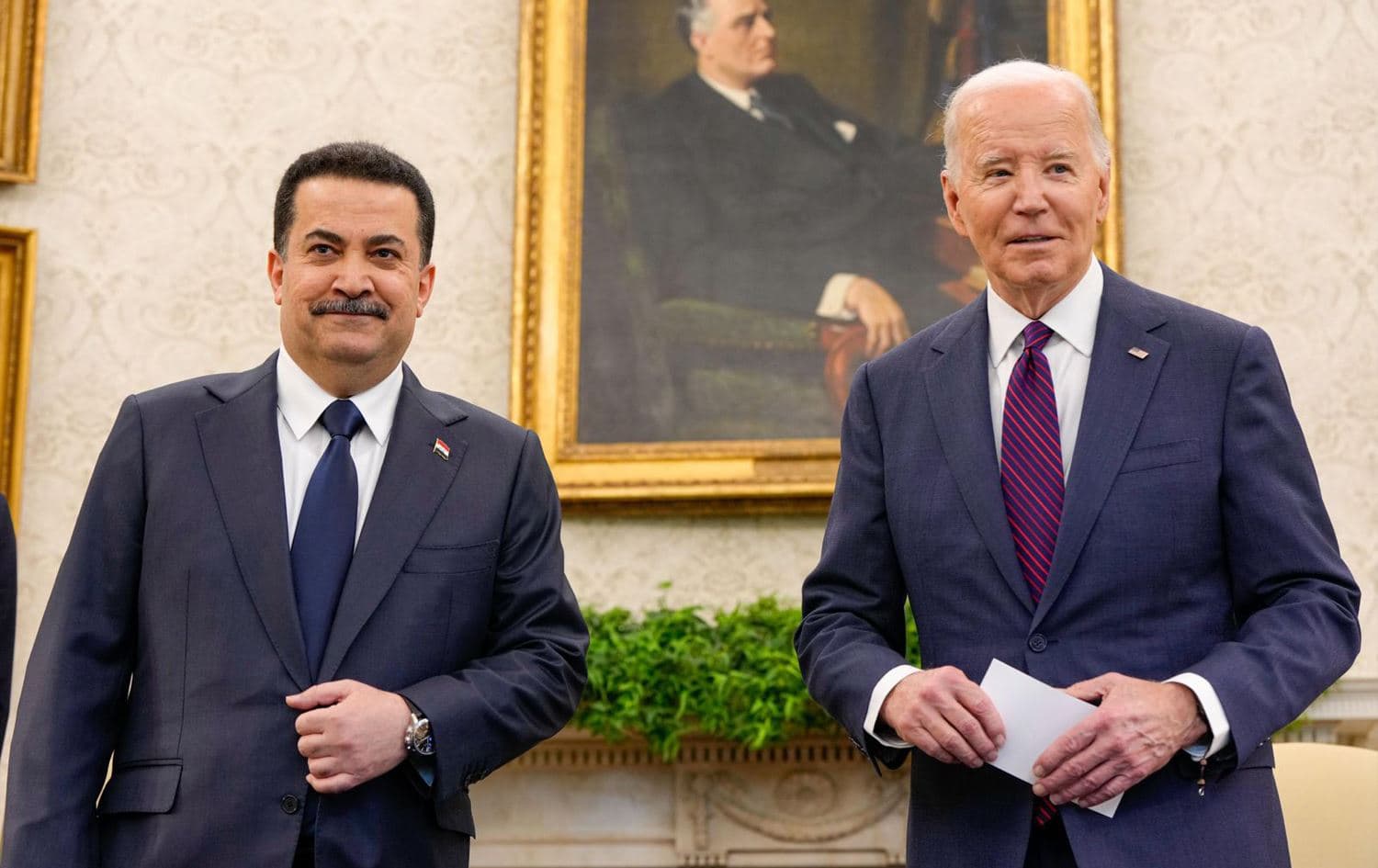 United States President Joe Biden (right) and Iraqi Prime Minister Mohammed Shia’ al-Sudani (left) in the Oval Office on April 15, 2024. Photo: PM Sudani's office/Rudaw