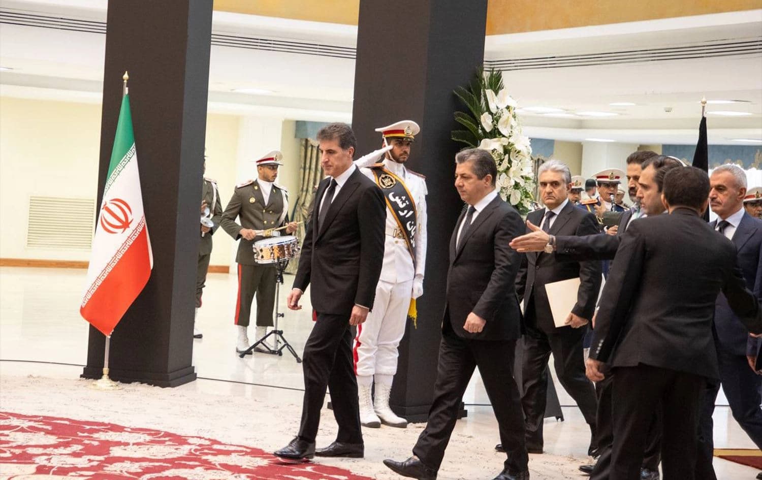 Top Kurdish leaders including President Nechirvan Barzani and Prime Minister Masrour Barzani attending the funeral ceremony of late Iranian President Ebrahim Raisi on May 22, 2024. Photo: Office of President Barzani