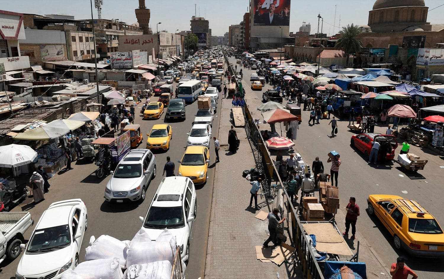 A busy street in the Iraqi capital of Baghdad on April 12, 2021. Photo: AFP