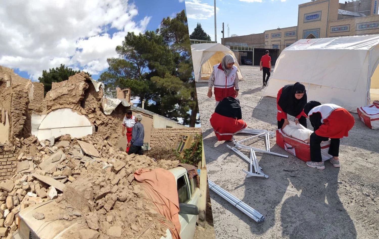 دیمەنێکی بوومەلەرزەکە و ئامادەکردنی خێوەت بۆ ئەو کەسانەی بێ ماڵ ماونەتەوە