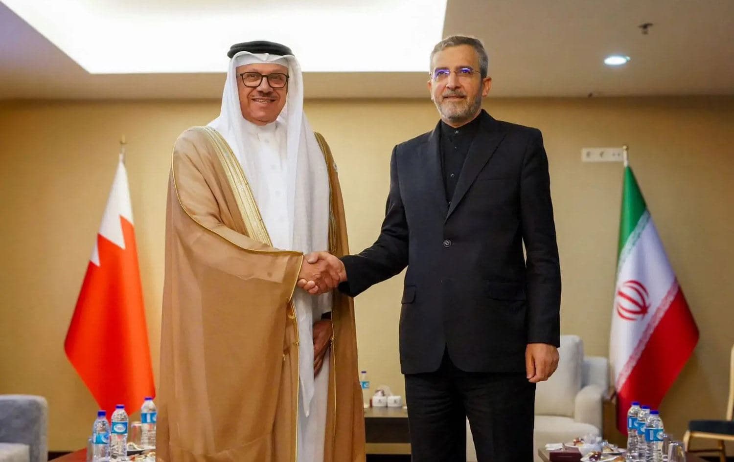 Bahrain's Foreign Minister Abdullatif bin Rashid Al Zayani (left) and Iran’s acting Foreign Minister Ali Bagheri Kani (right) in Tehran on June 23, 2024. Photo: IRNA