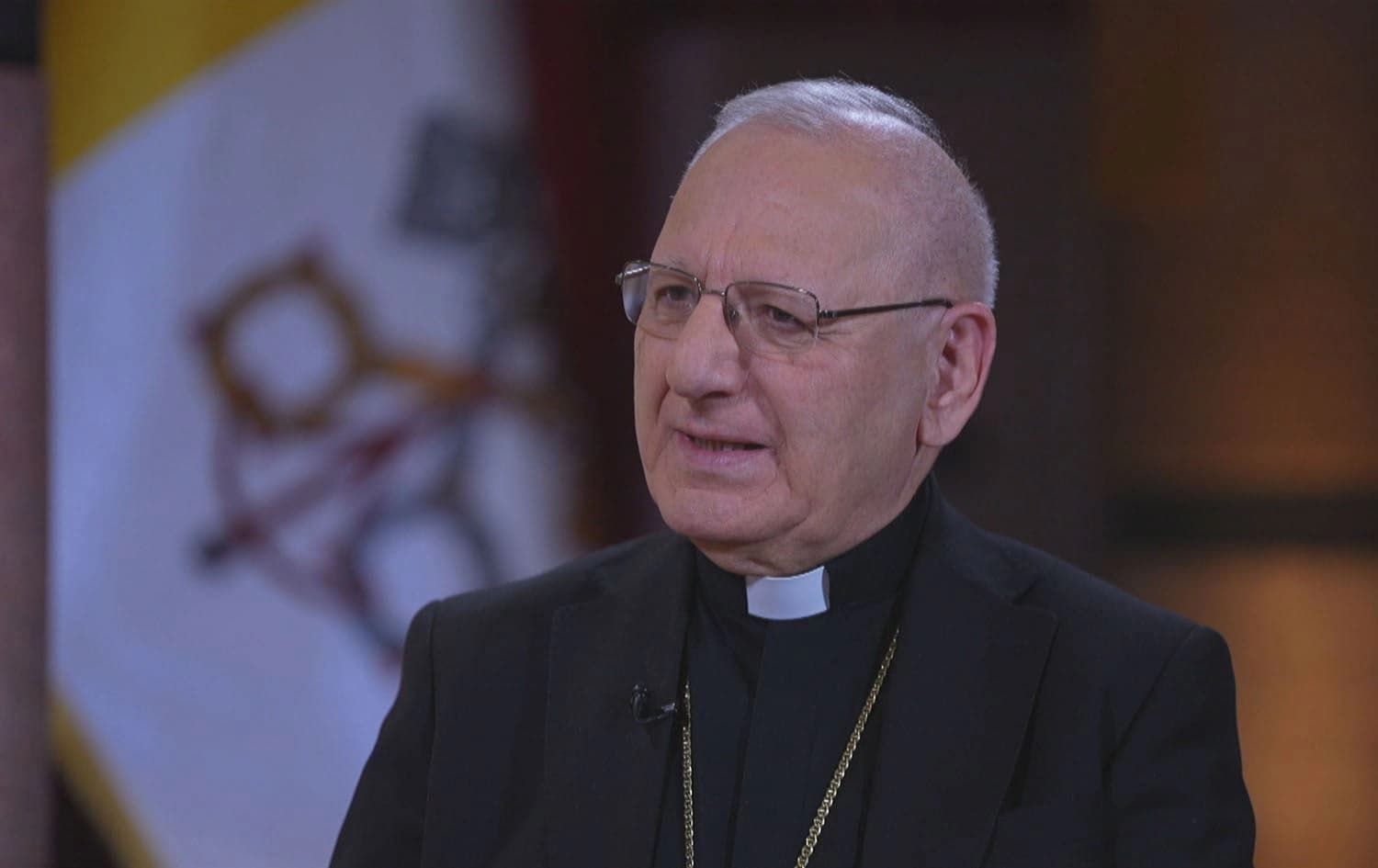 Chaldean Patriarch Cardinal Louis Sako speaking to Rudaw on September 21, 2023. Photo: Rudaw