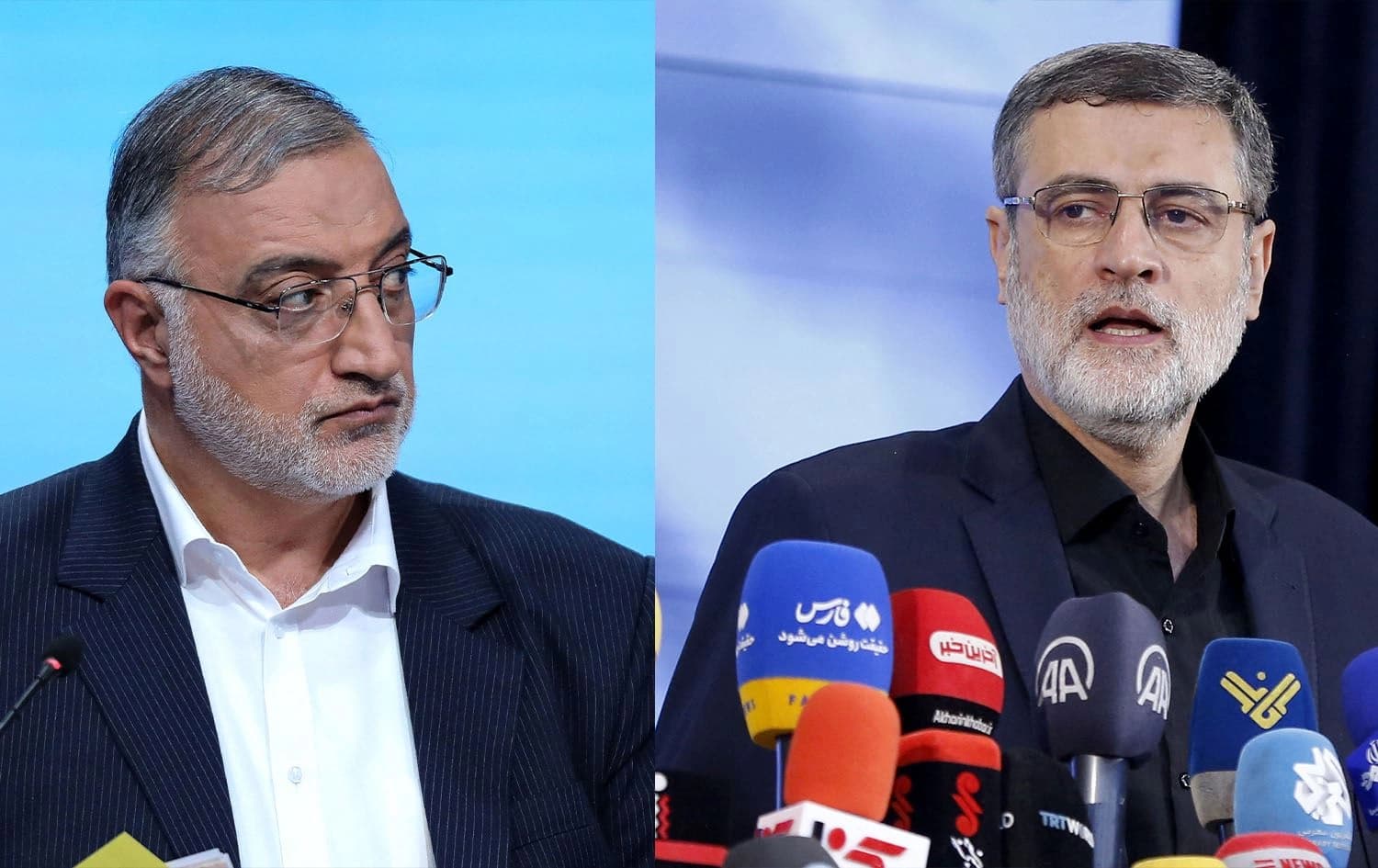 Alireza Zakani (left) and Amirhossein Ghazizadeh-Hashemi (right). Photo: AFP