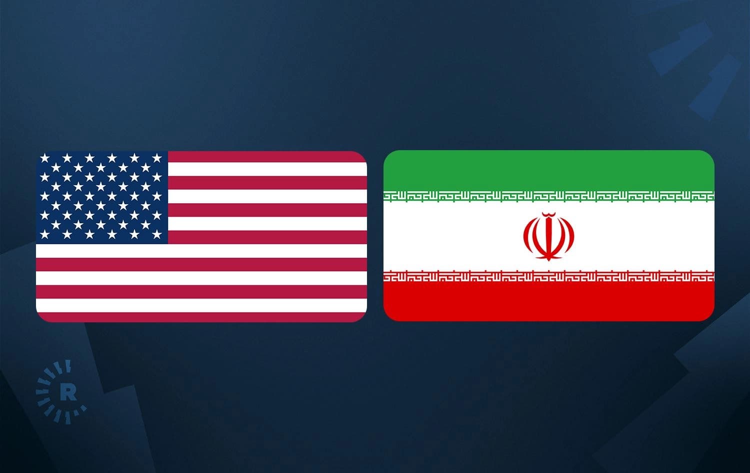 From left: US and Iranian flags. Graphic: Rudaw