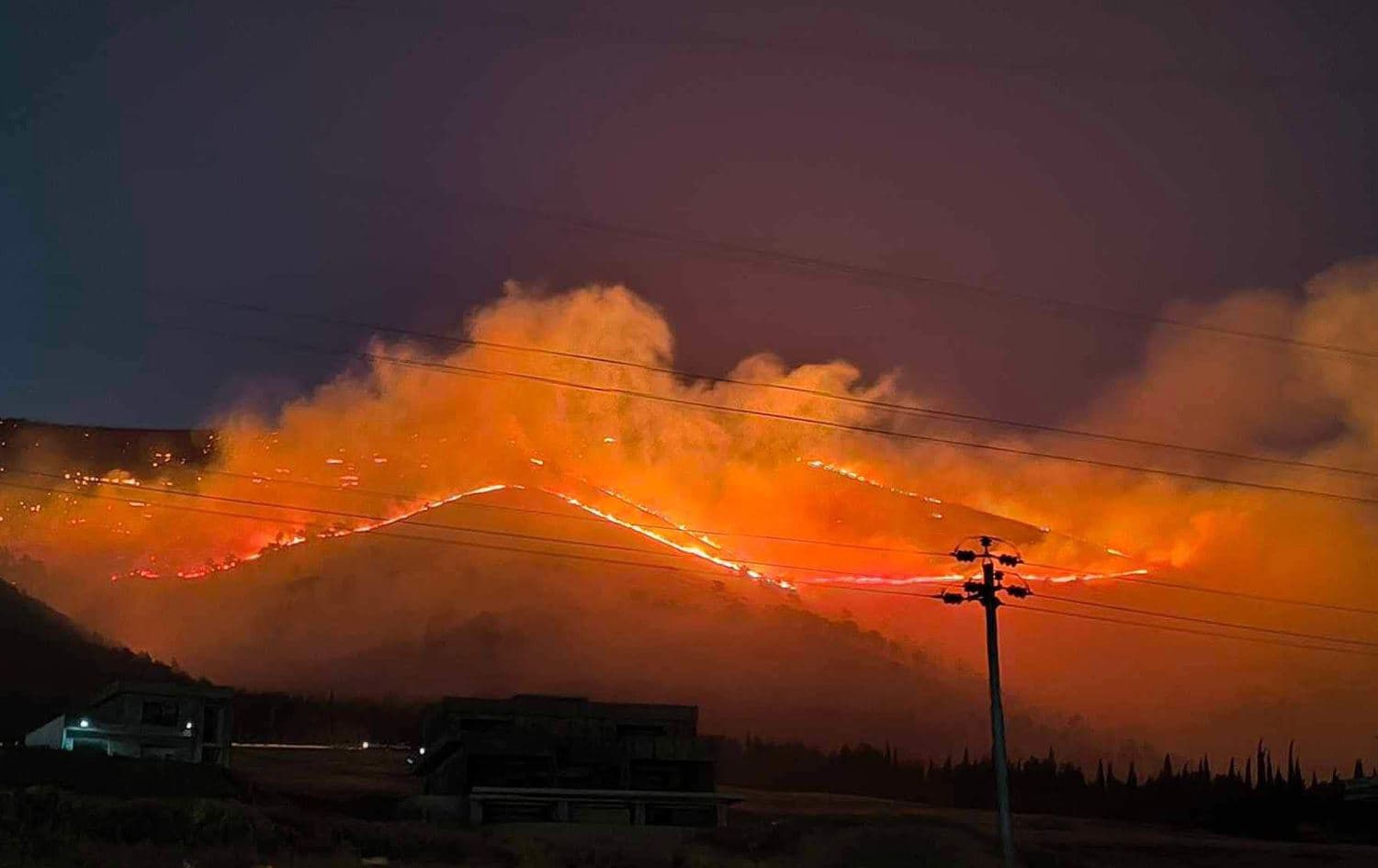 Footage from the fire that burned through the forests of Sulaimani's Mount Goizha on July 29, 2024. Photo: Kozhin Idris/Submitted