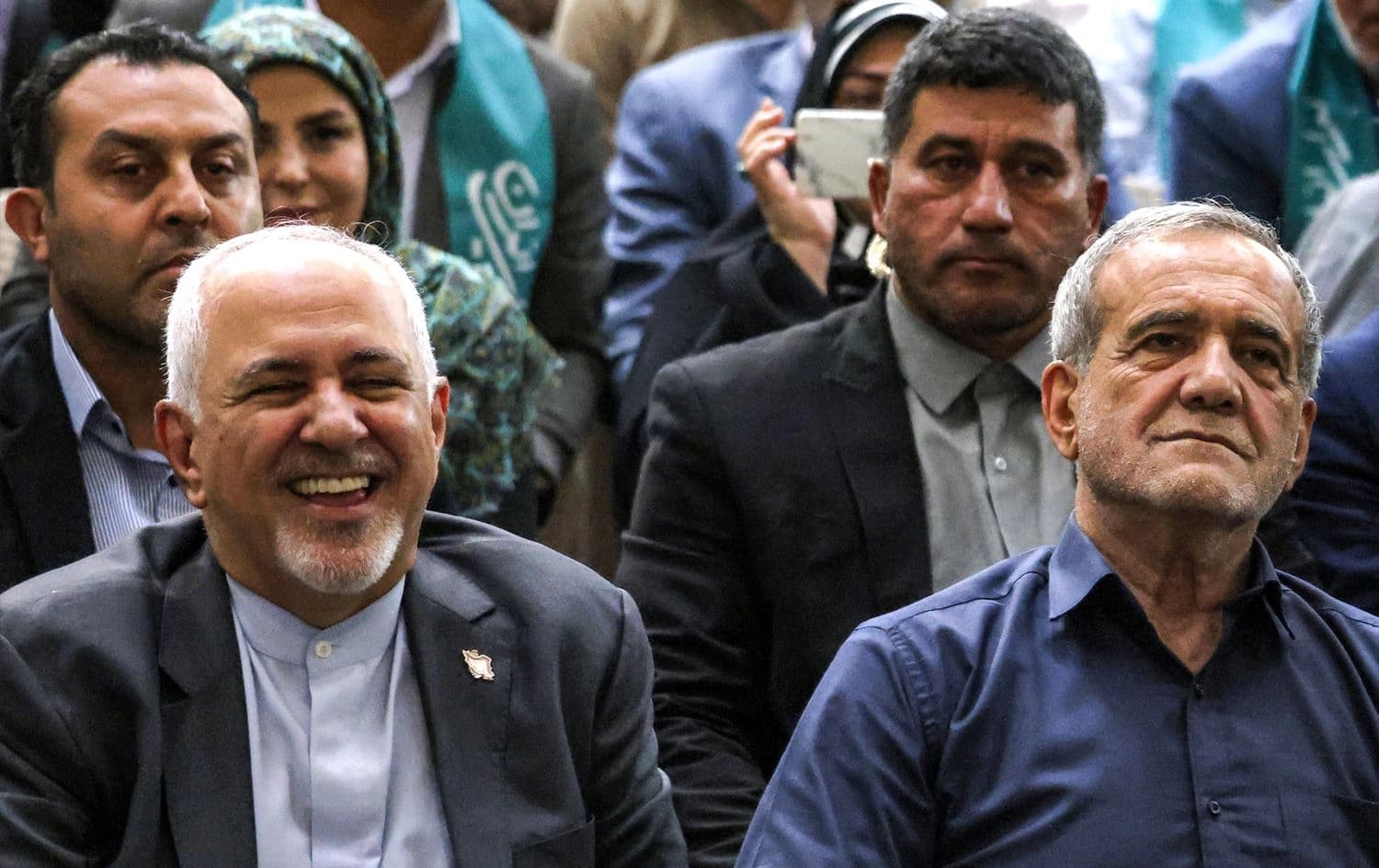 Iran's President Masoud Pezeshkian (right) and former foreign minister Mohammad Javad Zarif visit the shrine of the Islamic Republic's founder Ayatollah Ruhollah Khomeini in the south of Tehran on July 6, 2024. Photo: AFP