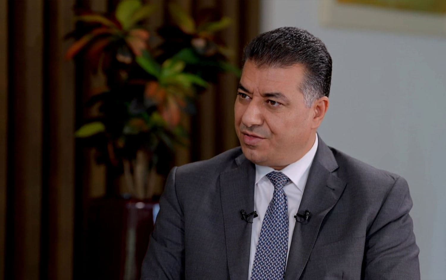 Jordanian Agriculture Minister Khaled al-Henefat speaking to Rudaw during a televised interview on August 26, 2024. Photo: Rudaw
