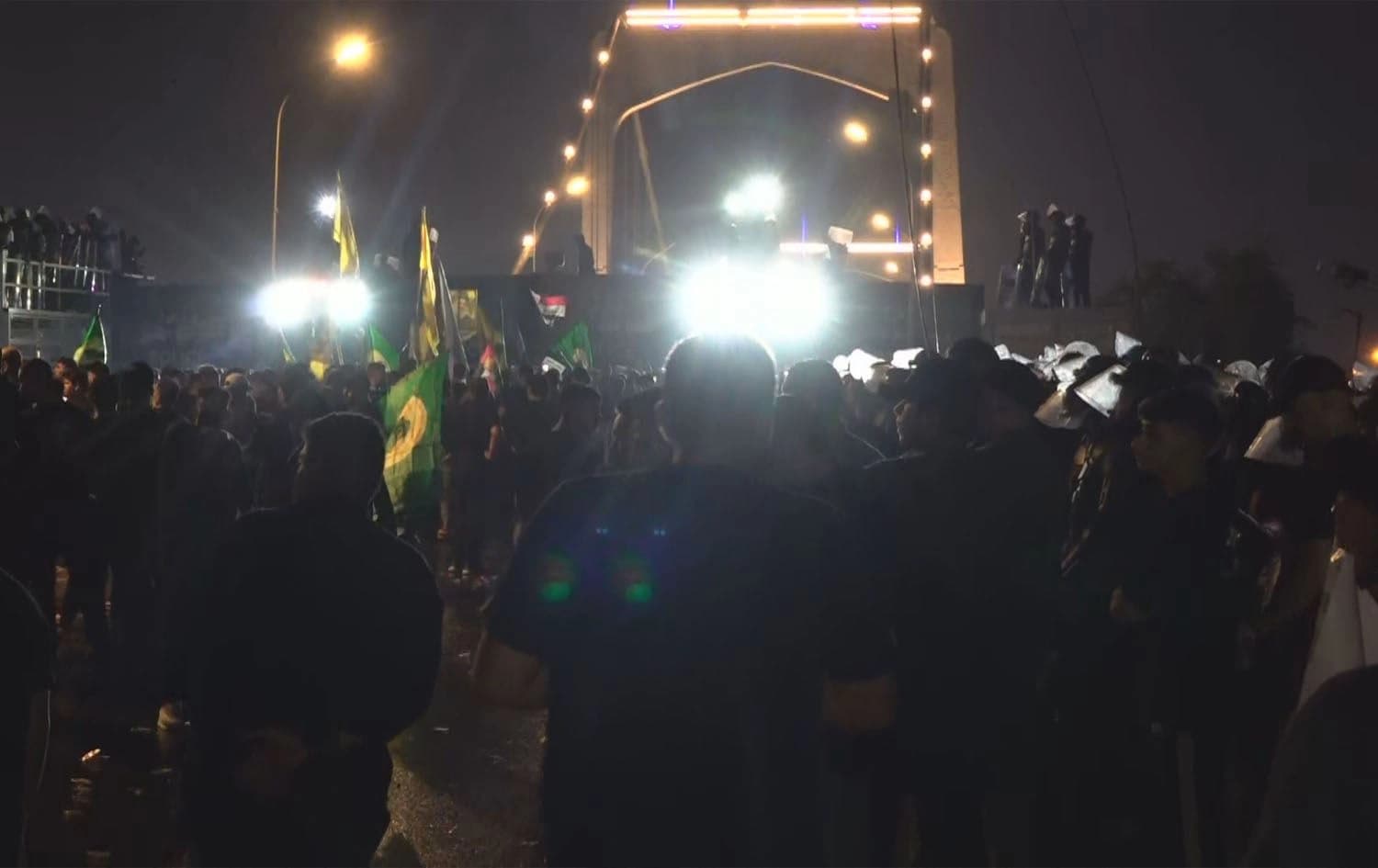 Security forces blocking Popular Mobilization Forces (PMF) supporters from entering the Green Zone in Baghdad on September 28, 2024. Photo: Rudaw