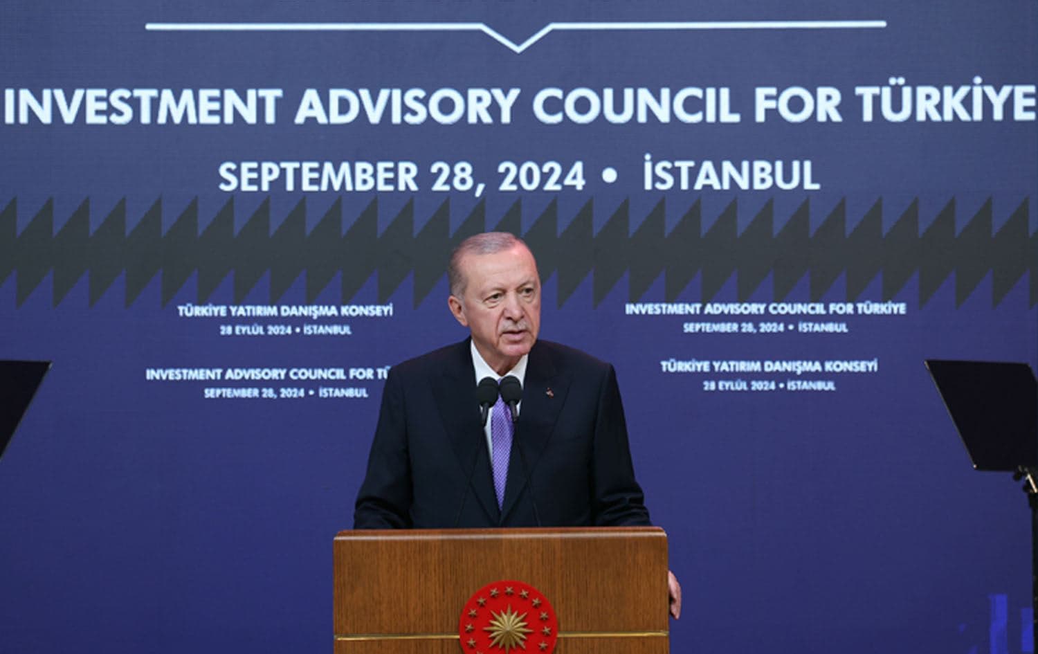 Turkish President Recep Tayyip Erdogan speaks during a conference in Istanbul, September 28, 2024. Photo: Turkish presidency