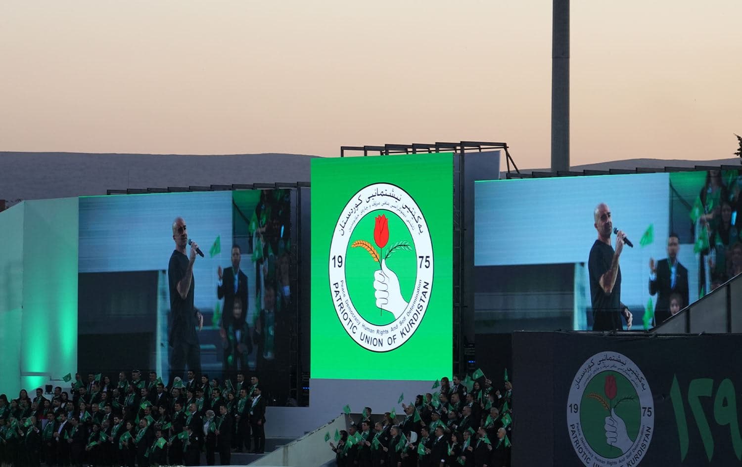 The Patriotic Union of Kurdistan (PUK) launhces its campaign at an event at Sulaimani Stadium on September 29, 2024. Photo: PUK Media