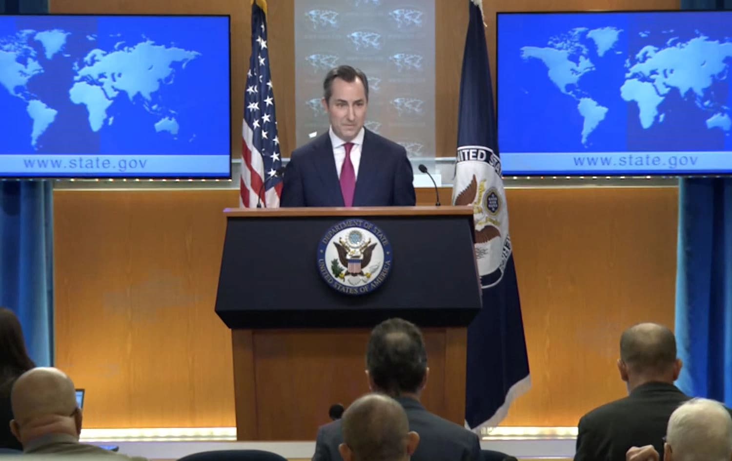 Matthew Miller, US department of state spokesperson, speaks at a press conference in Washington, DC, on October 2, 2024. Photo: State Dept/screengrab