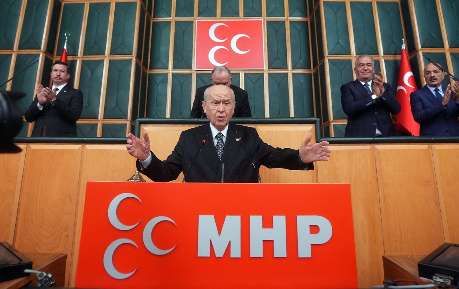 Devlet Bahçelî îro di komcivîna partiya xwe de axivî / Wêne: AA