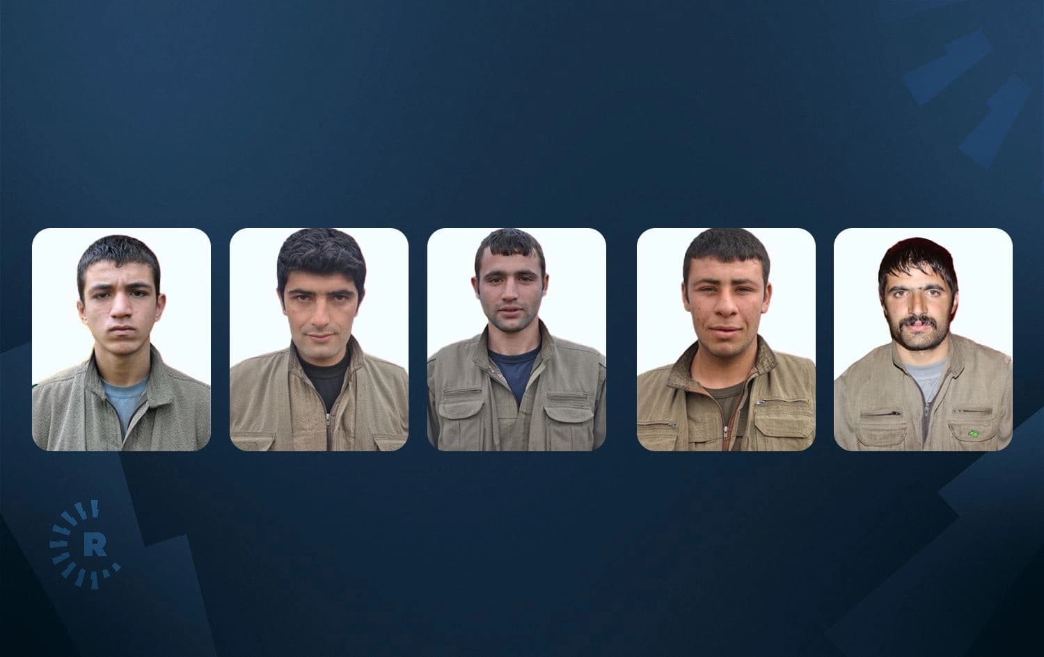 Ji aliyê çepê ve Dijwar Jêhat, Reşîd Wan, Med Dalaho, Canşêr Qoser û Serhat Tekman / Wêne: HPG - Rûdaw Grafîk