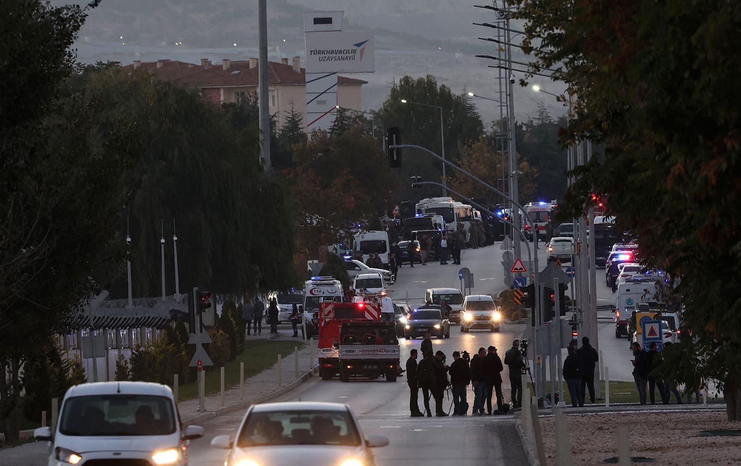 Turkish police officers near the Turkish Aerospace Industries (TAI) building in Kahramankazan north of Ankara on October 23, 2024. Photo: AFP/Adem Altan