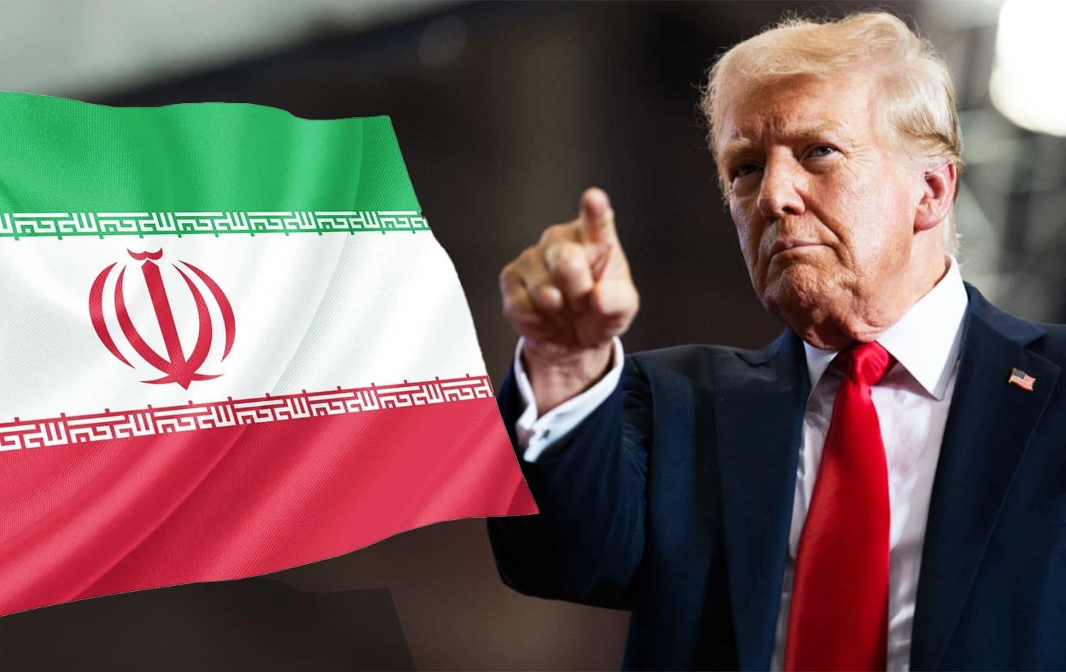 وێنەیەکی دۆناڵد ترەمپ لەگەڵ ئاڵای ئێران