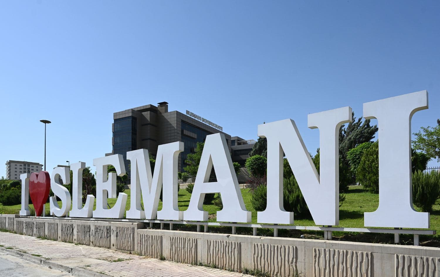 The "I love Slemani" sign placed in front of the Sulaimani provincial building. Photo: Bilind T. Abdullah/Rudaw