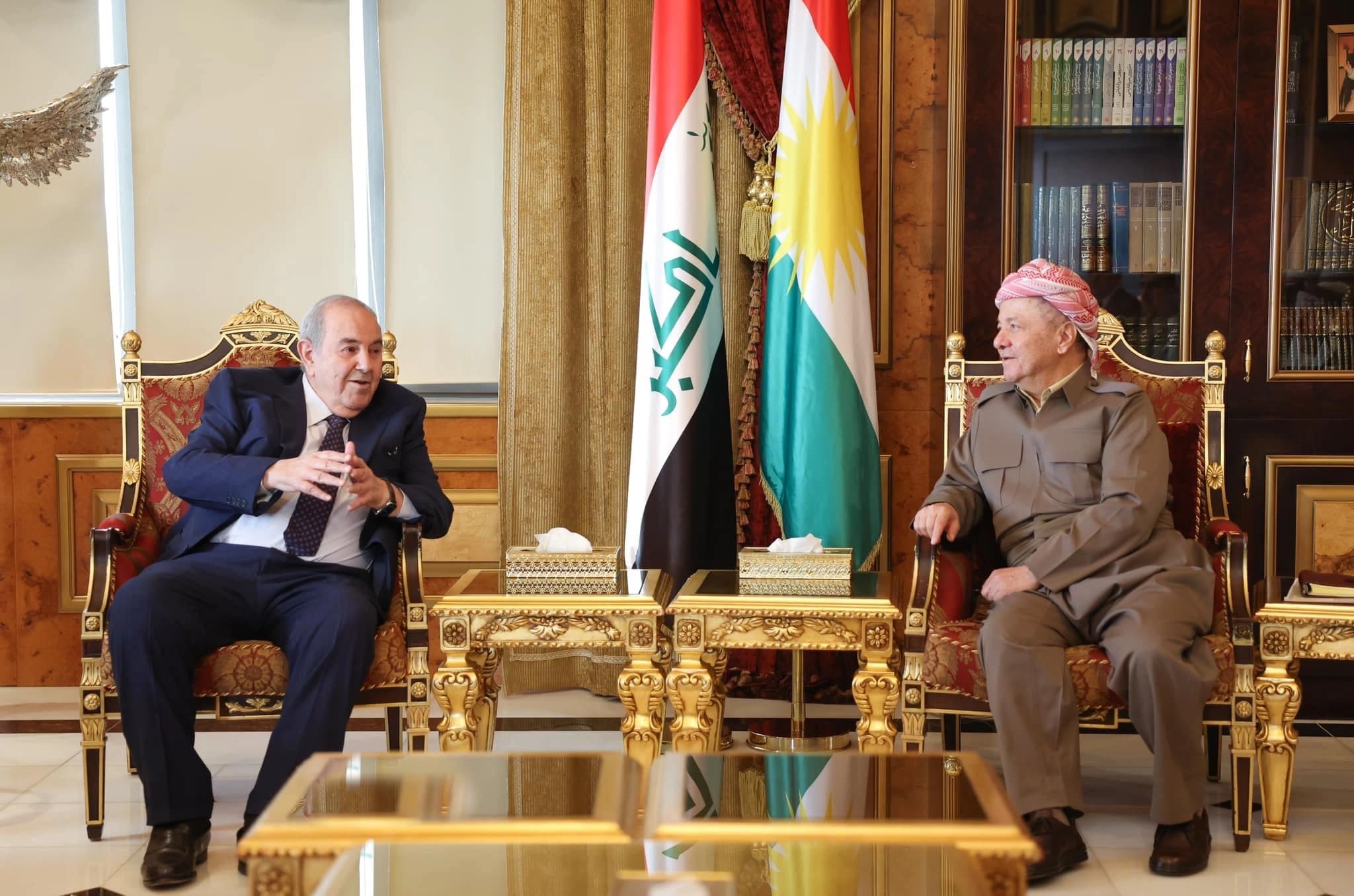 Serok Mesûd Barzanî û Eyad Ellawî / Wêne: Baregeha Mesûd Barzanî