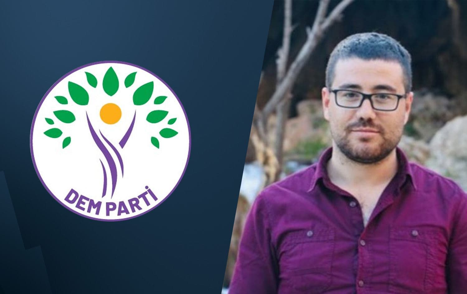 From left: DEM Party logo and Ayvaz Hazir. Graphic: Rudaw