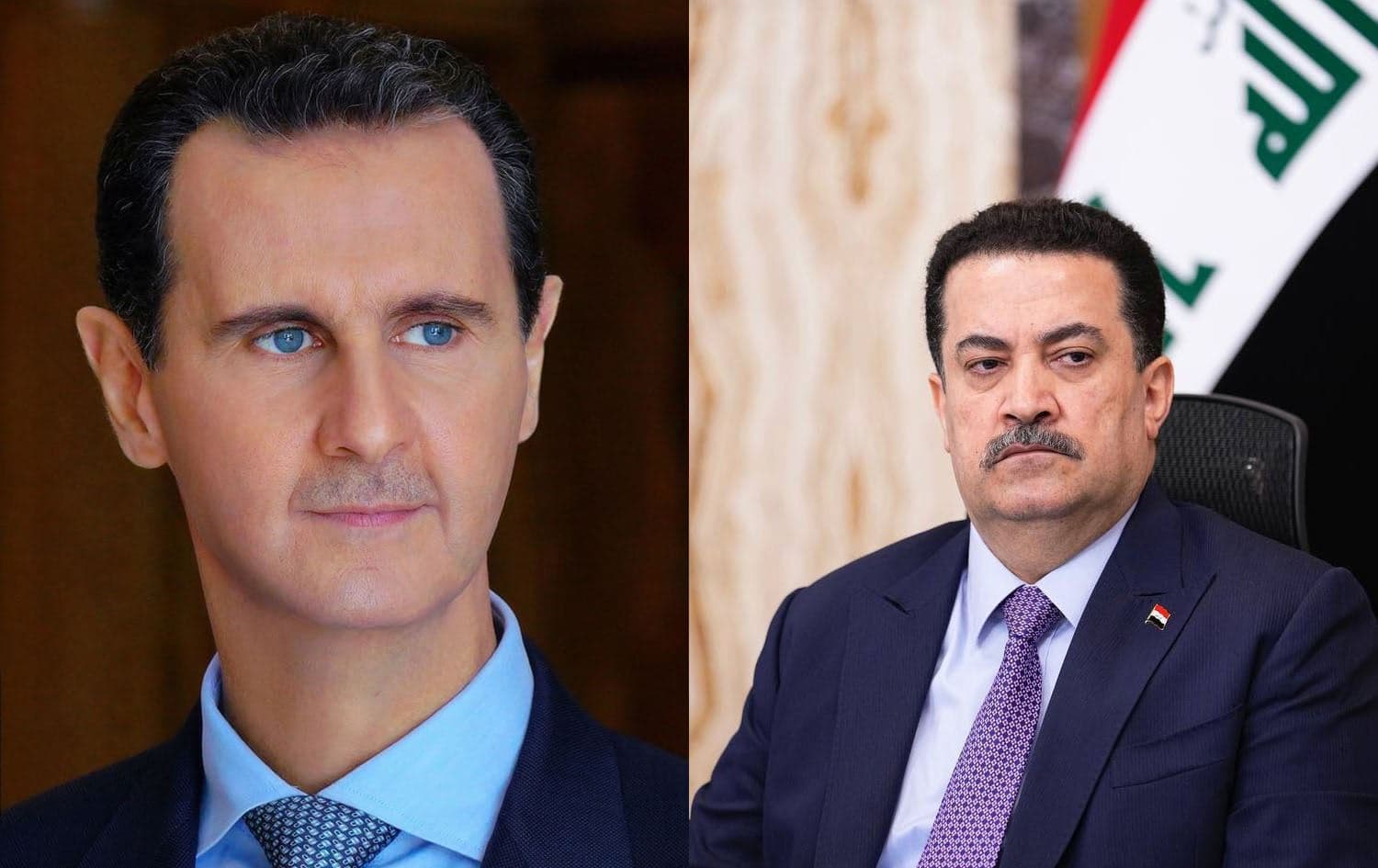 Syrian President Bashar al-Assad (left) and Iraqi Prime Minister Mohammed Shia' al-Sudani. Photo: SANA/PM Sudani's office